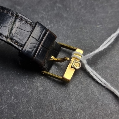 323 - A 1965 Omega 'De Ville' 18ct gold automatic wristwatch, 26mm, Ref. 161031, Cal. 671, on Omega black ... 