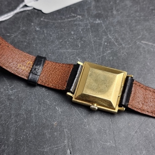 323 - A 1965 Omega 'De Ville' 18ct gold automatic wristwatch, 26mm, Ref. 161031, Cal. 671, on Omega black ... 