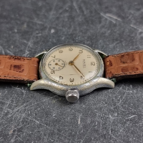 356 - A circa 1950 Majex plated brass manual wind wristwatch, having subsidiary seconds, 28mm, Ref. 685515... 