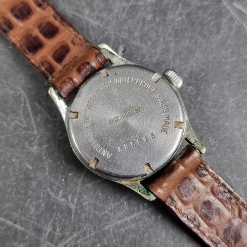 356 - A circa 1950 Majex plated brass manual wind wristwatch, having subsidiary seconds, 28mm, Ref. 685515... 