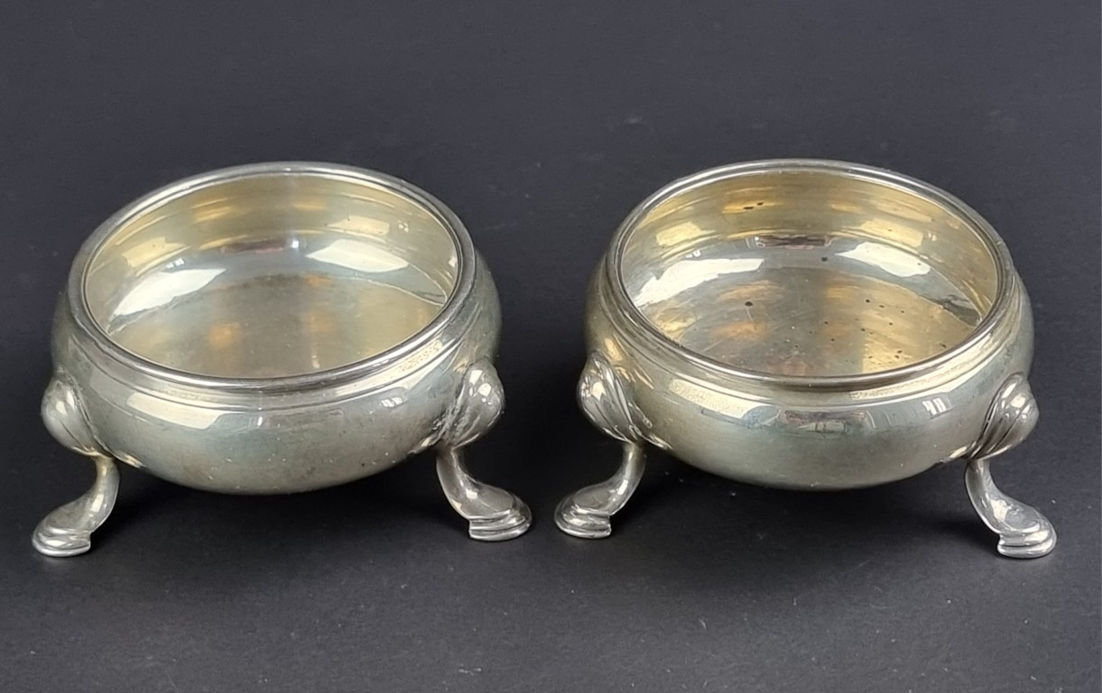 A pair of George II silver cauldron salts, by David Hennell I, London ...