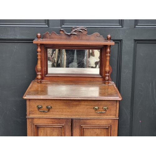 1053 - A circa 1910 mahogany mirror back side cabinet, 66cm wide.