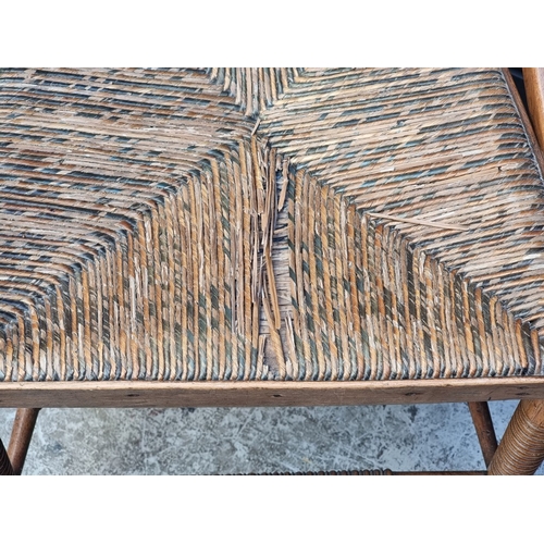 1097 - An unusual late Victorian turned mahogany, walnut and rush seated side chair.