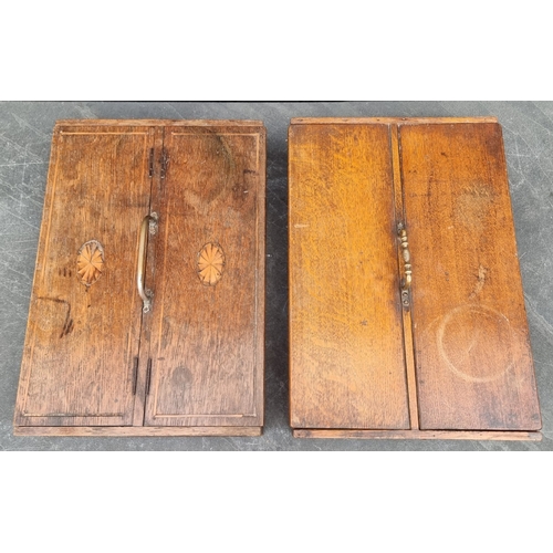 1117 - Two antique oak cutlery boxes, 39.5cm wide.