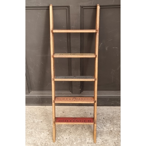 1119 - Advertising:&nbsp;a waxed pine five step vineyard style ladder, 132.5cm high.