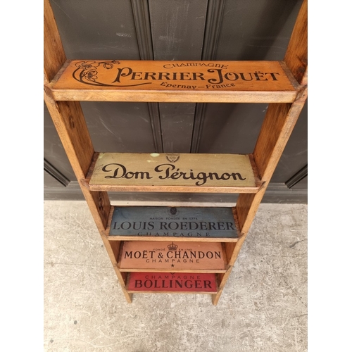 1119 - Advertising:&nbsp;a waxed pine five step vineyard style ladder, 132.5cm high.