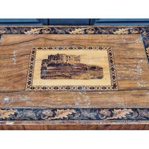 1133 - Miniature Furniture: an unusual Victorian walnut and Tunbridge Ware Wellington chest, 53cm high x 37... 