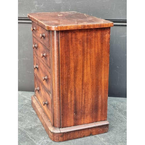 1136 - Miniature Furniture: a Victorian mahogany four drawer chest, 44cm high x 41cm wide x 24cm deep.... 
