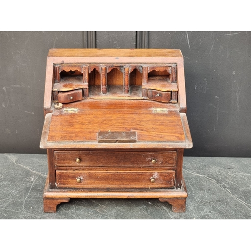 1140 - Miniature Furniture: an 18th century style mahogany and inlaid bureau, 32cm high x 30.5cm wide x 15c... 