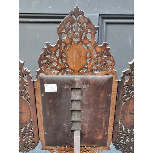 1163 - A good antique Sorrento ware folding easel back mirror, 39 x 33cm.