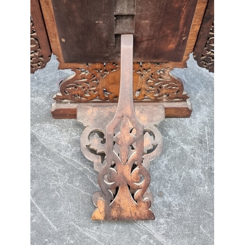 1163 - A good antique Sorrento ware folding easel back mirror, 39 x 33cm.