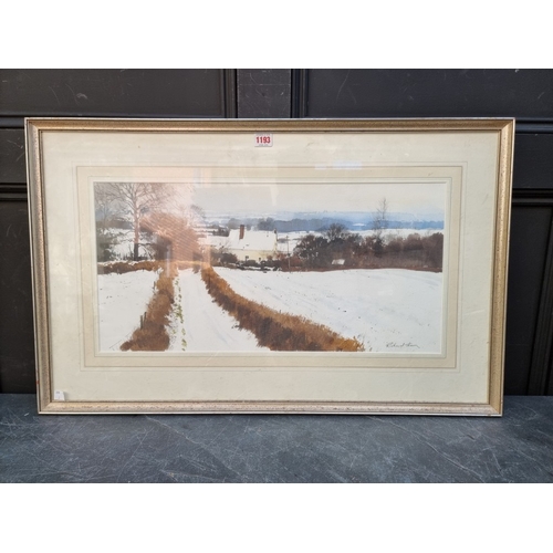 1193 - Richard Thorn, 'Marooned', signed, titled on label verso, watercolour, 30 x 61cm.