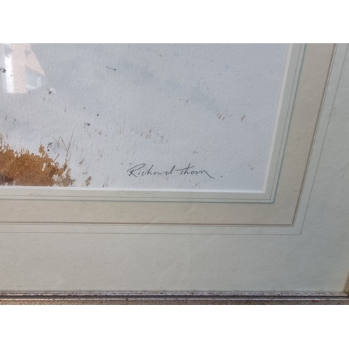 1193 - Richard Thorn, 'Marooned', signed, titled on label verso, watercolour, 30 x 61cm.