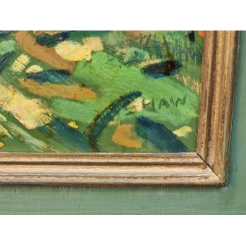 1200 - David Shaw (1952-89), a woodland scene, signed, oil on board, 35 x 29cm.