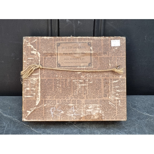 1210 - English School, a huntsman and hound, oil on board, 11.5 x 16.5cm.