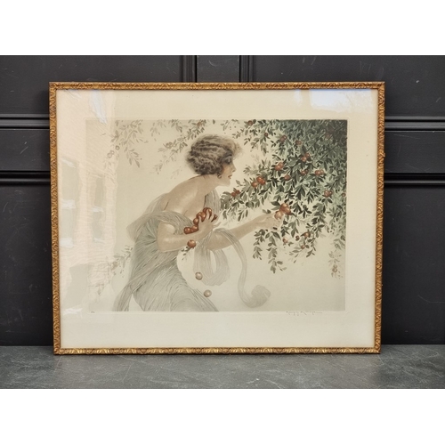 1223 - Maurice Milliere, 'La Cueillette', colour engraving, signed and numbered 221, blindstamped, pl.43 x ... 