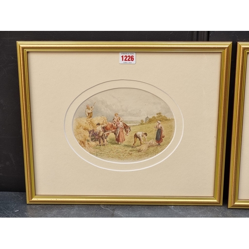 1226 - Follower of Miles Birket Foster, a Summer harvest scene; children in a punt, a pair, each bearing mo... 