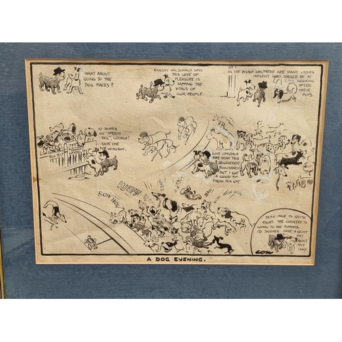 1229 - David Low (Cartoonist), 'The Ideal Prime Minister'; 'A Dog Evening', two works, pen and ink, 26 x 38... 