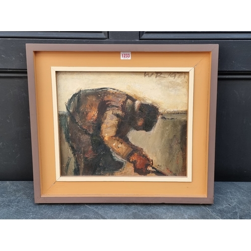1233 - Will Roberts, &lsquo;Man Digging&rsquo;, initialled and dated 1971, further inscribed and labelled v... 