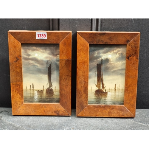 1239 - Ronald Cavalla, Dutch fishing boats, a pair, each signed, oil on board, 18.5 x 11cm. (2)... 