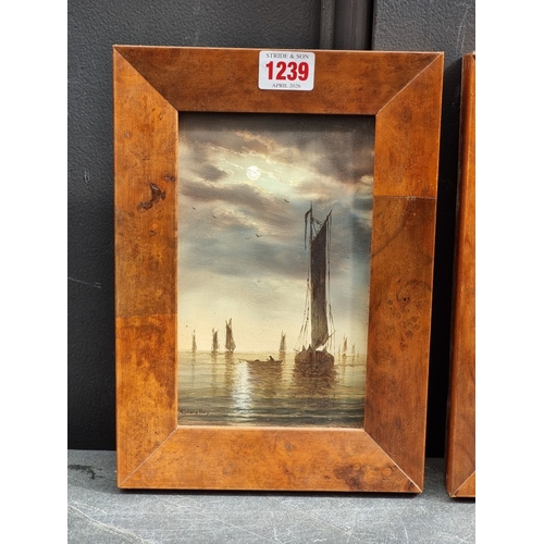 1239 - Ronald Cavalla, Dutch fishing boats, a pair, each signed, oil on board, 18.5 x 11cm. (2)... 