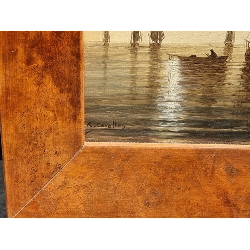 1239 - Ronald Cavalla, Dutch fishing boats, a pair, each signed, oil on board, 18.5 x 11cm. (2)... 