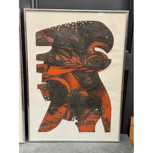 1242 - Raymond John Coutu, &lsquo;Red Monolith&rsquo;; 'Autumn Monolith', two artist's proof lithographs, e... 