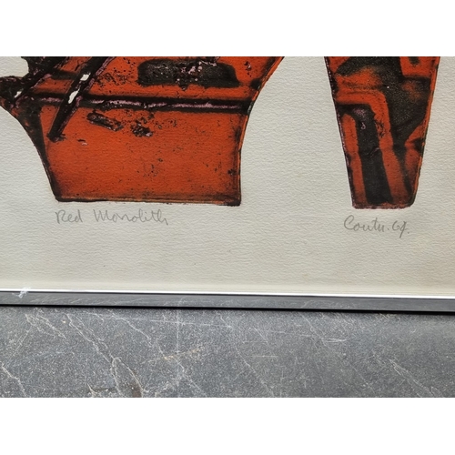1242 - Raymond John Coutu, &lsquo;Red Monolith&rsquo;; 'Autumn Monolith', two artist's proof lithographs, e... 