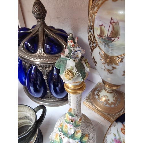 1284 - A mixed group of English and Continental ceramics, largest 28.5cm high. (9)