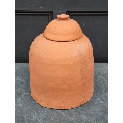 1305 - A terracotta rhubarb forcer and cover.