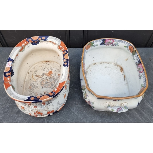 1313 - Two Victorian pottery footbaths, largest 47cm wide.