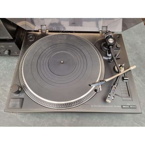 1314 - Hi-Fi: a Sony 'PS-LX350H' turntable; together with a Tibo 'TI435' DAB FM stereo tuner; a Denon 'DCD-... 