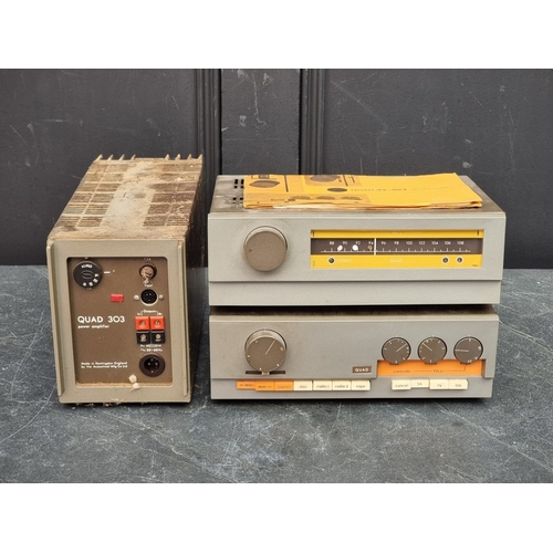 1319 - Hi-Fi: a Quad '303' power amplifier; together with a Quad '33' pre-amplifier, with instruction bookl... 