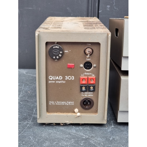 1319 - Hi-Fi: a Quad '303' power amplifier; together with a Quad '33' pre-amplifier, with instruction bookl... 