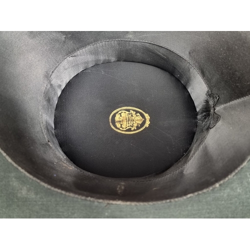 1327 - A vintage beech hat stretcher, 30cm high; together with an opera hat. (2)