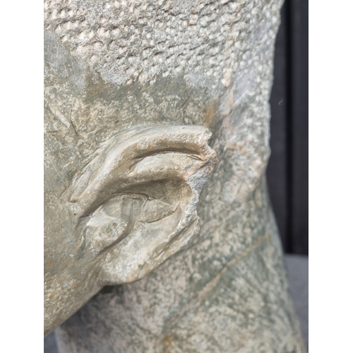 1331 - Ethnographica: a large soapstone bust, 42cm high, (chips).