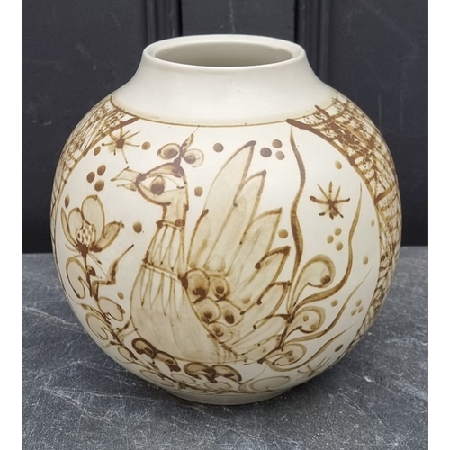 1334 - A terracotta ovoid base, enamelled in the Chinese style, possible Wedgwood, 25.5cm high; together wi... 