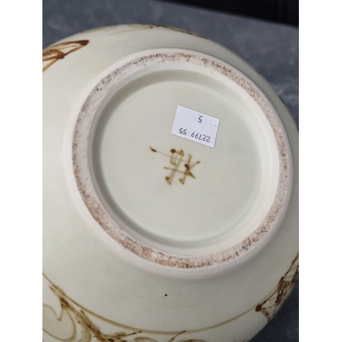 1334 - A terracotta ovoid base, enamelled in the Chinese style, possible Wedgwood, 25.5cm high; together wi... 