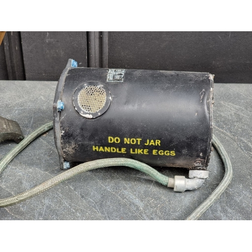 1338 - A vintage brass microscope; together with an artificial Horizon Mk.3C; and another cased instrument.... 