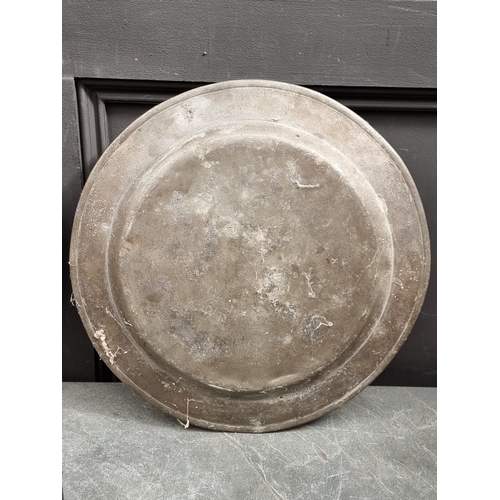 1350 - A mixed group of pewter and other metalware, to include meat jacks.