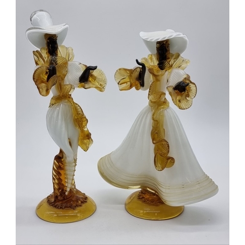 1357 - A large pair of Murano glass figures, largest 39cm high.