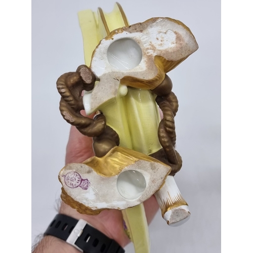 1358 - A very unusual pair of Victorian Royal Worcester fan vases, circa 1880, each painted with wildflower... 