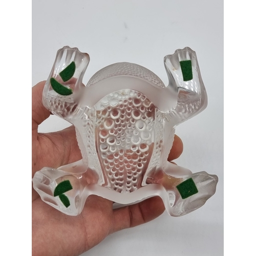 1361 - A Lalique glass 'Gregoire' toad/frog, 11cm long, (tiny chips to feet).