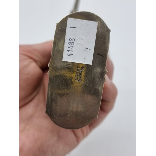 1363 - A Chinese nickel plated opium pipe, 25.5cm high.