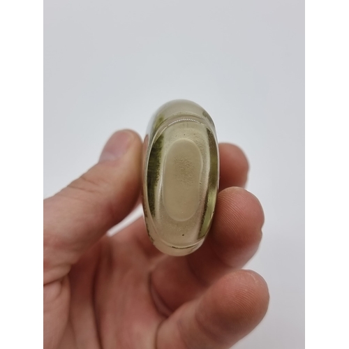 1373 - A Chinese internally painted glass 'cat and panda' snuff bottle, signed, with jade cover, total heig... 