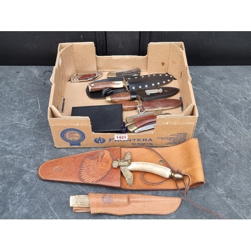 1421 - Eight various knives; together with two ice-picks. (10)