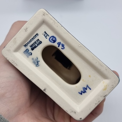 1457 - A Moorcroft 'Pansy' pattern mantel clock, 16cm high, boxed.