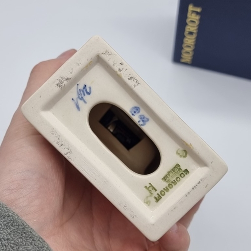 1458 - A Moorcroft 'Butterfly' pattern mantel clock, 16cm high, boxed.