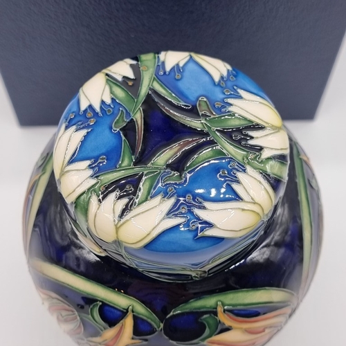 1468 - A Moorcroft 'Loch Hope' pattern ginger jar and cover, 15.5cm high, boxed.