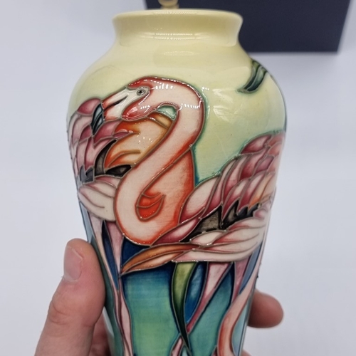 1474 - A Moorcroft 'Everglade Flamingos' pattern vase, 20.5cm high, boxed.